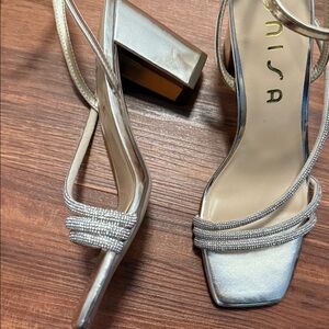 Unisa Metallic Gold Strappy Ankle‑Wrap Heels
